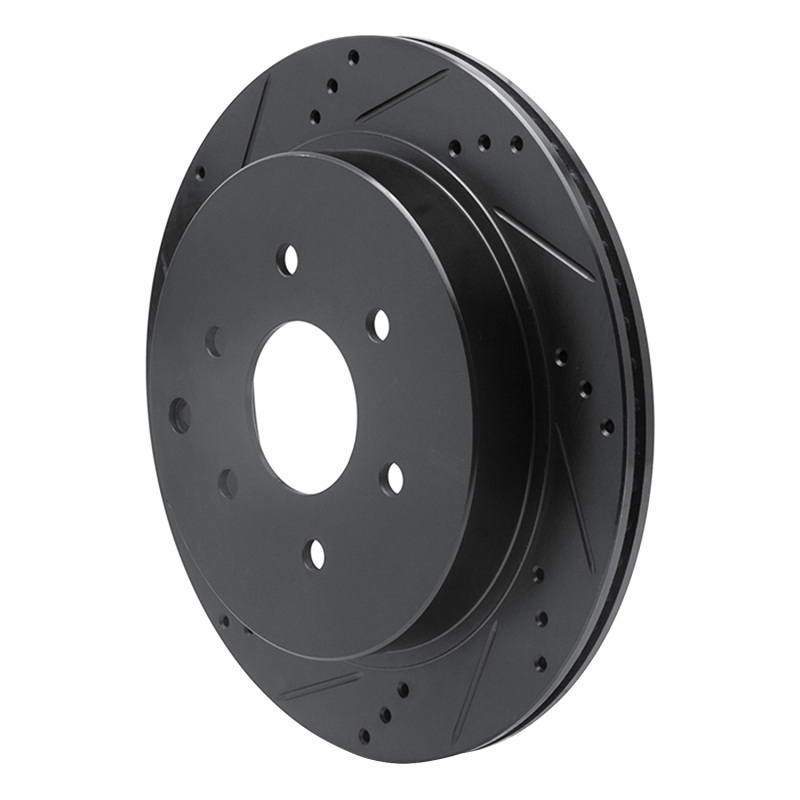 Infiniti QX56 Brake Rotor (1) - Rear Left - R1 Concepts - Drilled & Slotted - Black - `10-`24